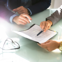 employee contract discussion on boardroom